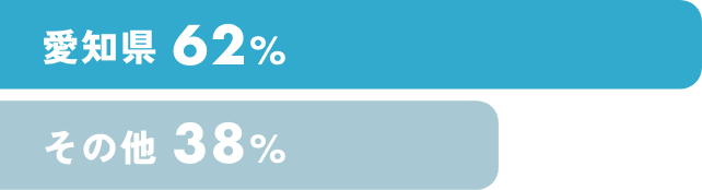 愛知県62% その他38%
